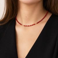 Collier en tubes de corail rouge intense COCORF0072G