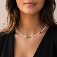 Collier en nacre et pierre fine CONACF0054G
