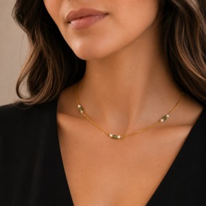 Collier chaine perles de nacre et rhyolite CONACF0051G