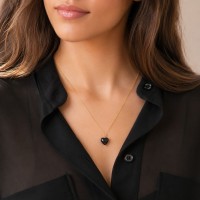 Collier avec cœur en corne noire COPIF001G