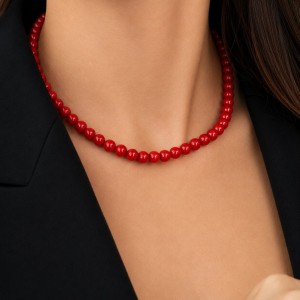 Collier d'exception en corail rouge véritable et or 18 carats COCORF006O