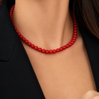 Collier d'exception en corail rouge véritable et or 18 carats COCORF006O