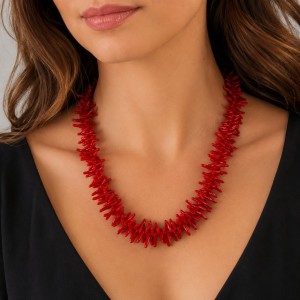 Collier d'exception en cupolini de corail rouge et or 18 carats COCORF005O