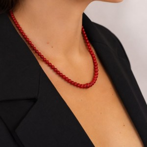 Collier en perles de corail rouge COCORF003O