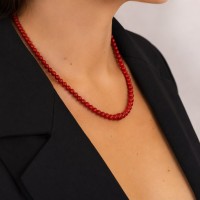Collier en perles de corail rouge COCORF003O