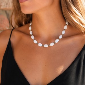 Collier pastilles de nacre et turquoise CONACF0046G