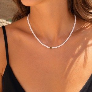 Collier en nacre blanche et Rhyolite CONACF0045G