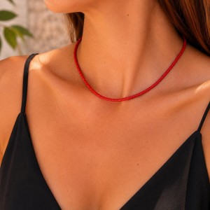Ras de cou en tubes de corail rouge COCORF0064G