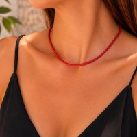 Ras de cou en tubes de corail rouge COCORF0064G