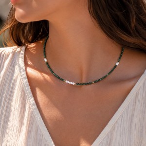 Collier cubes de nacre et seraphinite CONACF0042G