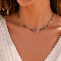 Collier en nacre blanche et pierres fines CONACF0041G