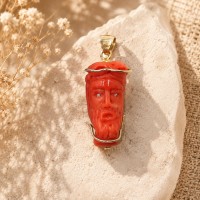 Pendentif Christ en corail or et diamant PDCORH003O