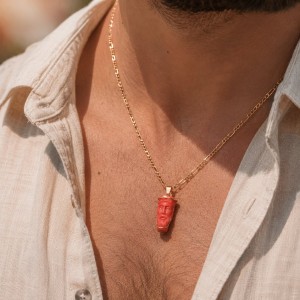 Pendentif Christ en corail or et diamant PDCORH003O
