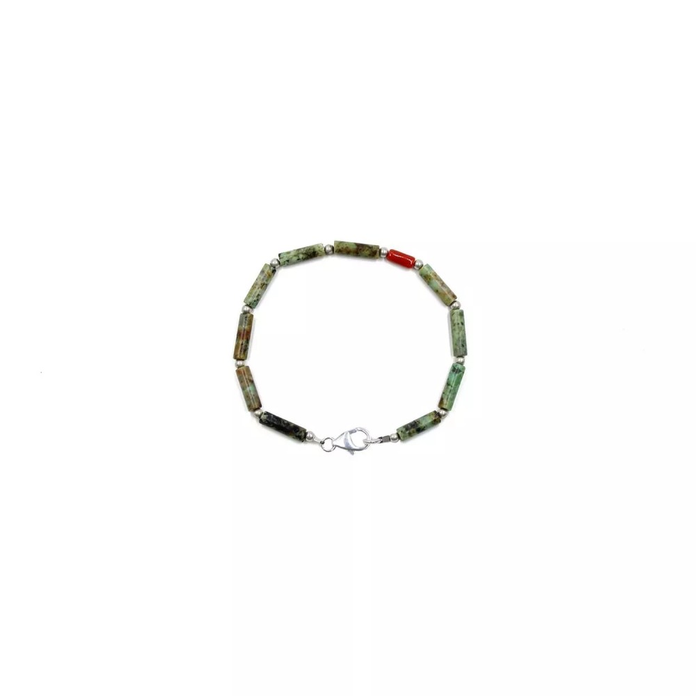 Bracelet homme en turquoise et corail rouge BRCORH0010A