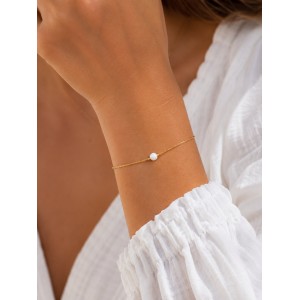 Bracelet perle nacre blanche et chaîne gold filled BRNACF0066G