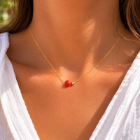 Collier avec sa belle perle de corail rouge COCORF0063G