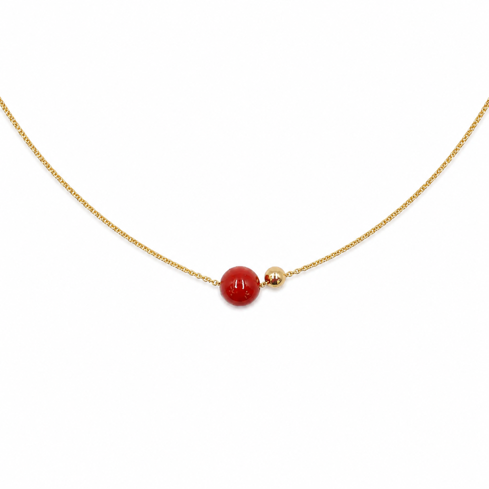 Collier avec sa belle perle de corail rouge COCORF0063G