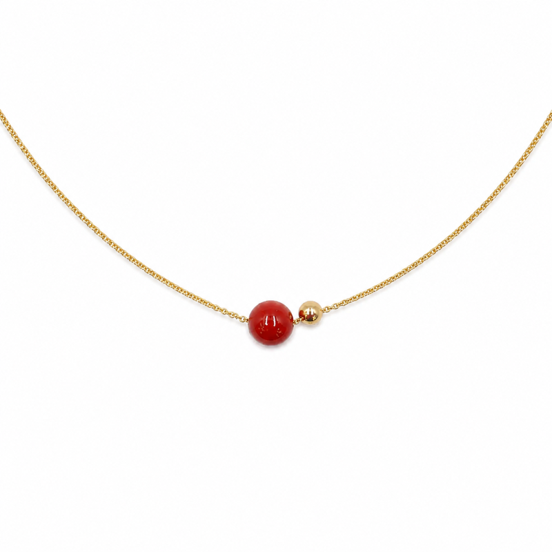 Collier avec sa belle perle de corail rouge COCORF0063G