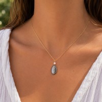 Collier avec nacre noire et blanche CONACF0039G