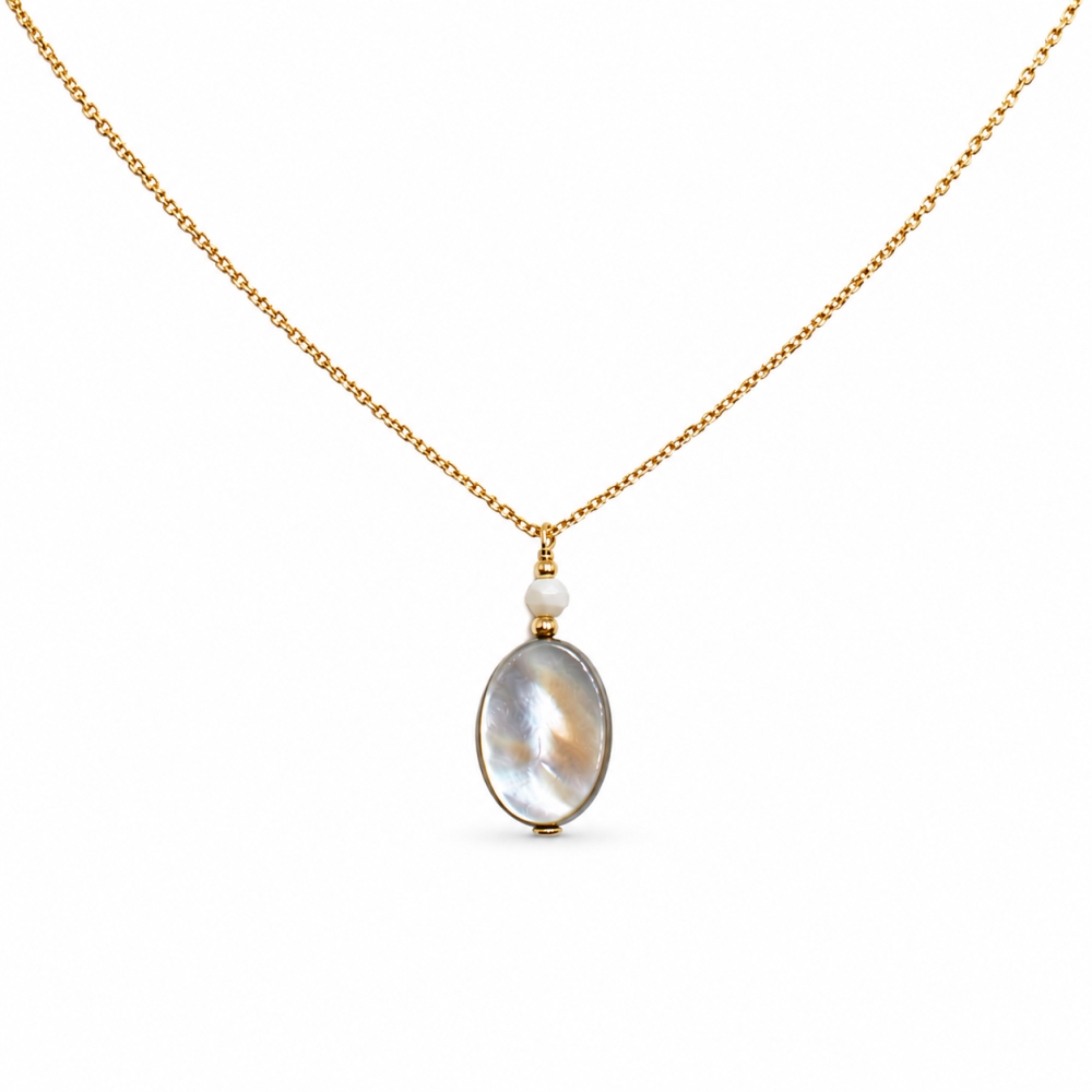 Collier avec nacre noire et blanche CONACF0039G