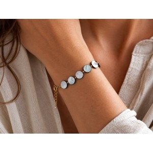 Bracelet pastille ronde nacre noire BRNACF0068G