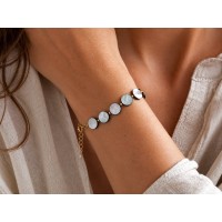Bracelet pastille ronde nacre noire BRNACF0068G