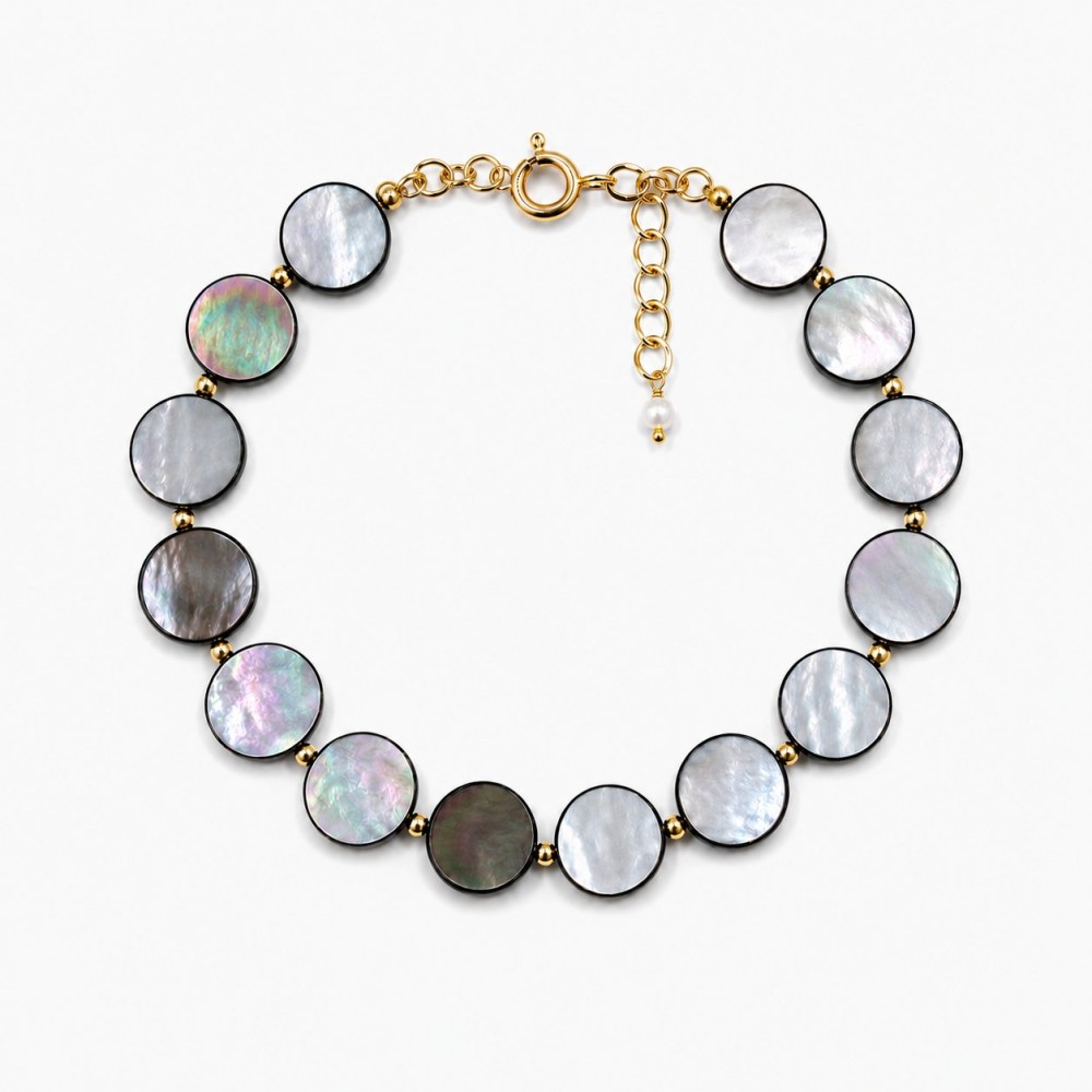 Bracelet pastille ronde nacre noire BRNACF0068G