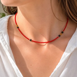 Collier perles de corail et tourmaline COCORF0055G