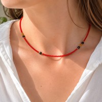 Collier perles de corail et tourmaline COCORF0055G