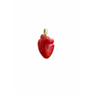 Coeur en corail rouge monté...