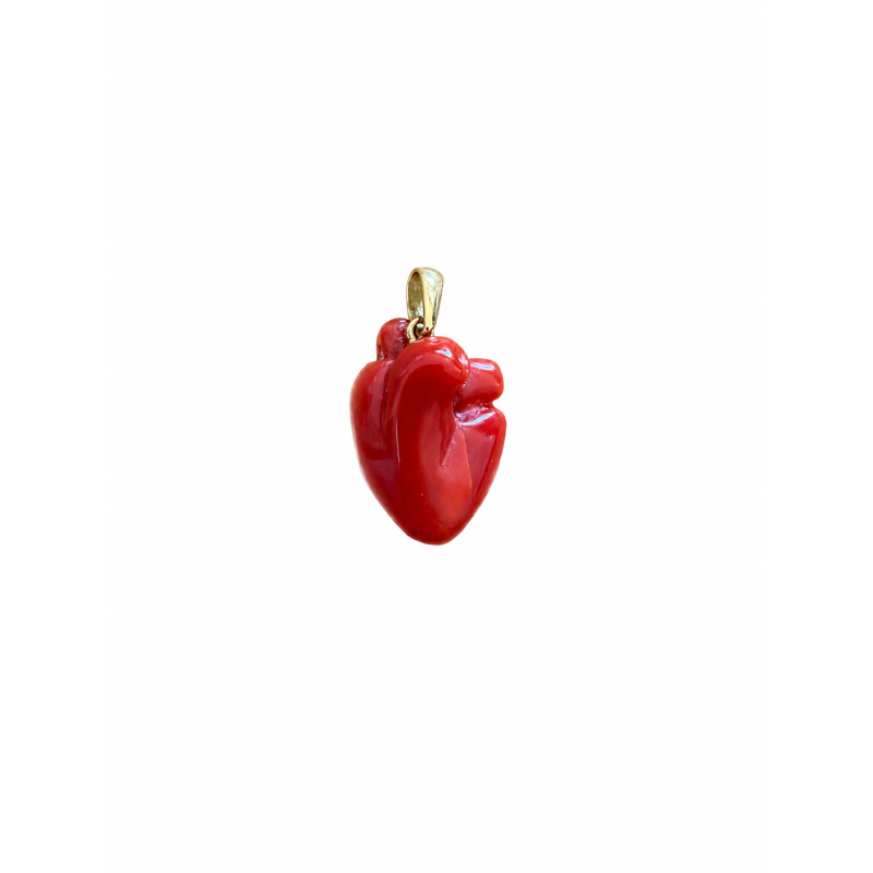 Coeur en corail rouge monté sur Or PDCORF0032O