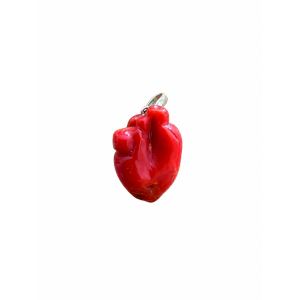 Coeur en corail rouge monté sur Or PDCORF0032O