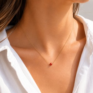 Collier avec sa perle de corail rouge COCORF0052G