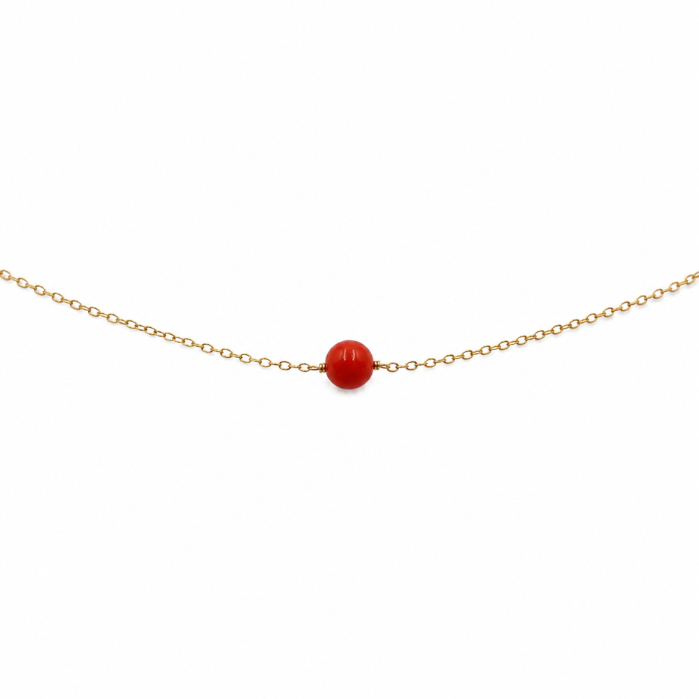 Collier avec sa perle de corail rouge COCORF0052G