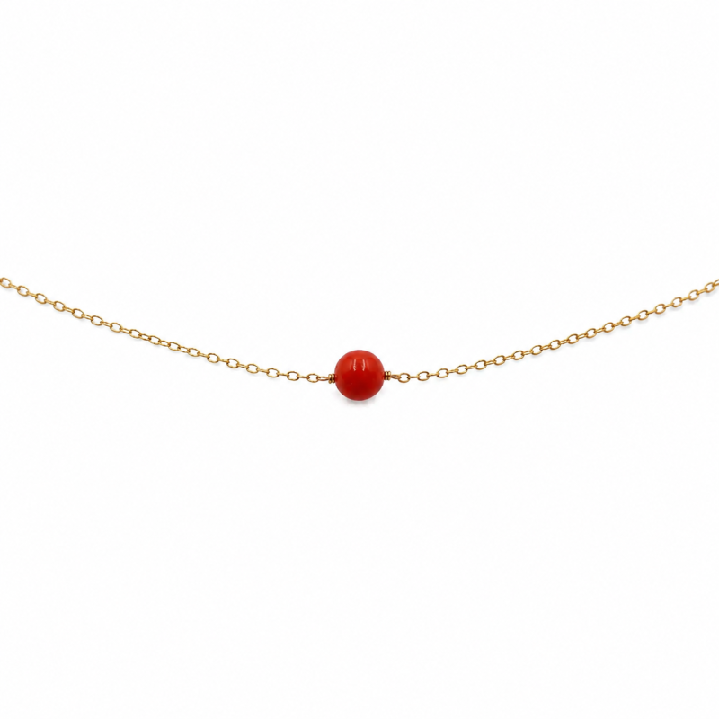 Collier avec sa perle de corail rouge COCORF0052G
