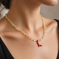 Collier en citrine et son corail rouge COCORF0037G