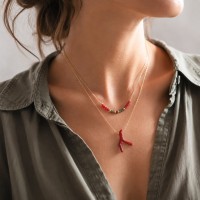 Collier en chaine et son morceau de corail COCORF0036G