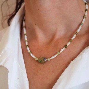 Collier en nacre et Rhyolite CONACF0033G
