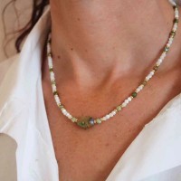 Collier en nacre et Rhyolite CONACF0033G