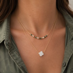 Collier en nacre et pierres semi-précieuses CONACF0025G