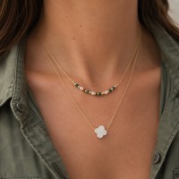 Collier en nacre et pierres semi-précieuses CONACF0025G