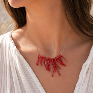 Collier en branches de corail rouge et gold filled COCORF0035G