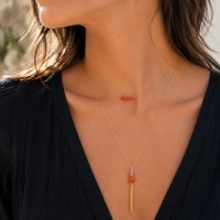 Collier avec perle de corail et pierre COCORF0032G