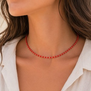 Collier en perles de corail véritable COCORF0031G