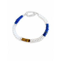 Bracelet rondelles de nacre, argent et lapis lazuli BRNACH0023A