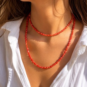 Collier en galets de corail COCORF003A