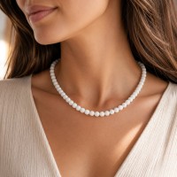 Collier en perles de nacre blanche CONACF0018A
