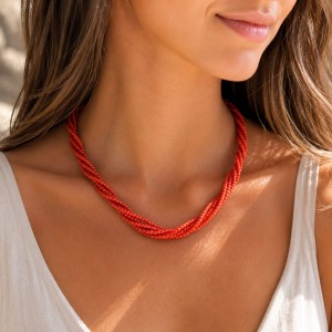 collier en perles de corail COCORF0029A