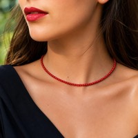 Collier en perles de corail rouge COCORF0025A