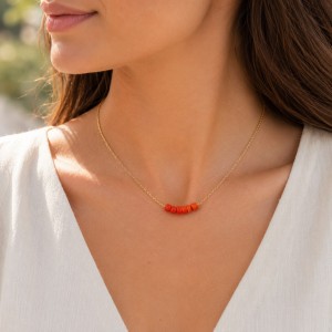 Collier rondelles de corail rouge COCORF0020G